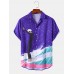 Mens Surf Riding Boy Pattern Revere Collar Buttons Shirts Mens Surf Riding Boy Pattern Revere Collar Buttons Shirts