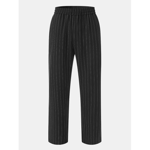 Men Striped Print Business Stick Wide Legged Back Pockets Suit Pants Men Striped Print Business Stick Wide Legged Back Pockets Suit Pants