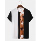 Mens Plants Color Block Patchwork Crew Neck Short Sleeve T Shirts