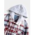 Men Contrast Color Pockets Button up Lapel Hooded Shirts Jackets Men Contrast Color Pockets Button up Lapel Hooded Shirts Jackets