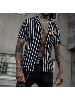 Seamless style black and white striped shirt HF1918-02-03