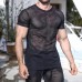 Slim fitting perspective round neck mesh top HF3117-02-01 Slim fitting perspective round neck mesh top HF3117-02-01