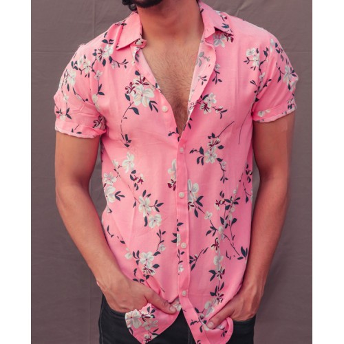 Pink floral men's shirt HF2202-01-02 Pink floral men's shirt HF2202-01-02