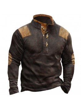 Casual long sleeve stand collar men's T-shirt HF1302-02-02