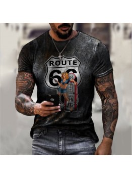 Round neck digital print T-shirt HF2212-01-04