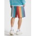 Men Colorful Striped Holiday Loose Drawstring Shorts With Pocket Men Colorful Striped Holiday Loose Drawstring Shorts With Pocket