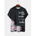 Mens Letter Floral Print Crew Neck Short Sleeve T Shirts Mens Letter Floral Print Crew Neck Short Sleeve T Shirts