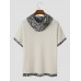 Mens Monochrome Geometric Print Splice Texture Short Sleeve Hooded T Shirts Mens Monochrome Geometric Print Splice Texture Short Sleeve Hooded T Shirts