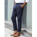Men Solid Color Formal Side Button Pockets Ankle Length Business Pants Men Solid Color Formal Side Button Pockets Ankle Length Business Pants