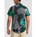 Mens Tiger Graphic Leaves Short Sleeve Lapel Shirts Mens Tiger Graphic Leaves Short Sleeve Lapel Shirts