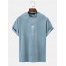 Mens Tokyo Character Embroidered Mock Neck Short Sleeve T Shirts Mens Tokyo Character Embroidered Mock Neck Short Sleeve T Shirts