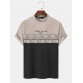 Mens Letter Geometric Pattern Patchwork Texture Short Sleeve T Shirts