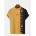 Mens Letter Geometric Print Patchwork Mock Neck Short Sleeve T Shirts Mens Letter Geometric Print Patchwork Mock Neck Short Sleeve T Shirts