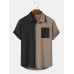 Mens Two Tone Patchwork Button Up Short Sleeve Shirts Mens Two Tone Patchwork Button Up Short Sleeve Shirts