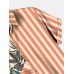 Mens Tropical Leaf Striped Print Holiday Short Sleeve Shirts Mens Tropical Leaf Striped Print Holiday Short Sleeve Shirts