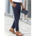 Men Solid Color Formal Side Button Pockets Ankle Length Business Pants Men Solid Color Formal Side Button Pockets Ankle Length Business Pants