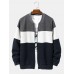 Men Patchwork Contrast Color Block Stand Collar Jackets Men Patchwork Contrast Color Block Stand Collar Jackets