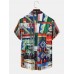 Mens Tribal Pattern Spliced Hem Cuff Comfy Shirts Mens Tribal Pattern Spliced Hem Cuff Comfy Shirts