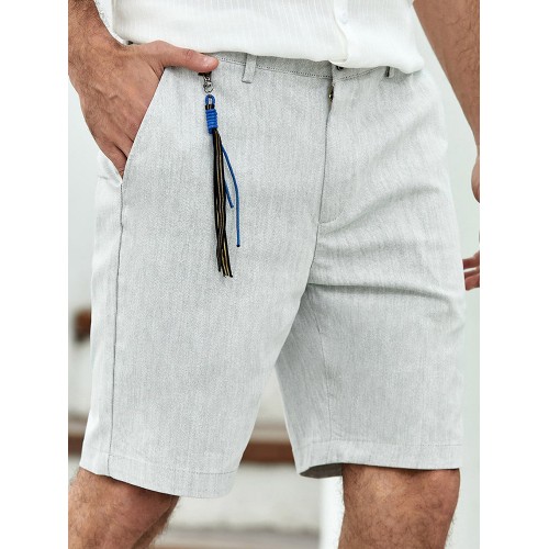 Men Plain Color Zip Button Mid Length Casual Pants with Side Pocket Men Plain Color Zip Button Mid Length Casual Pants with Side Pocket