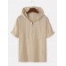 Mens Solid Half Zip Roll Up Sleeve Cotton Hooded T Shirts Mens Solid Half Zip Roll Up Sleeve Cotton Hooded T Shirts