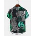 Mens Tiger Graphic Leaves Short Sleeve Lapel Shirts Mens Tiger Graphic Leaves Short Sleeve Lapel Shirts