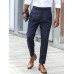 Men Solid Color Formal Side Button Pockets Ankle Length Business Pants Men Solid Color Formal Side Button Pockets Ankle Length Business Pants