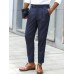 Men Solid Color Formal Side Button Pockets Ankle Length Business Pants Men Solid Color Formal Side Button Pockets Ankle Length Business Pants