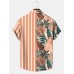 Mens Tropical Leaf Striped Print Holiday Short Sleeve Shirts Mens Tropical Leaf Striped Print Holiday Short Sleeve Shirts