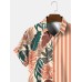 Mens Tropical Leaf Striped Print Holiday Short Sleeve Shirts Mens Tropical Leaf Striped Print Holiday Short Sleeve Shirts