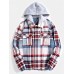 Men Contrast Color Pockets Button up Lapel Hooded Shirts Jackets Men Contrast Color Pockets Button up Lapel Hooded Shirts Jackets