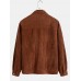 Men Corduroy Vintage Solid Color Button Collar Pockets Casual Jackets Men Corduroy Vintage Solid Color Button Collar Pockets Casual Jackets