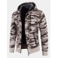 Mens Cotton Camo Printed Plush Lined Zipper Slant Pockets Jackets